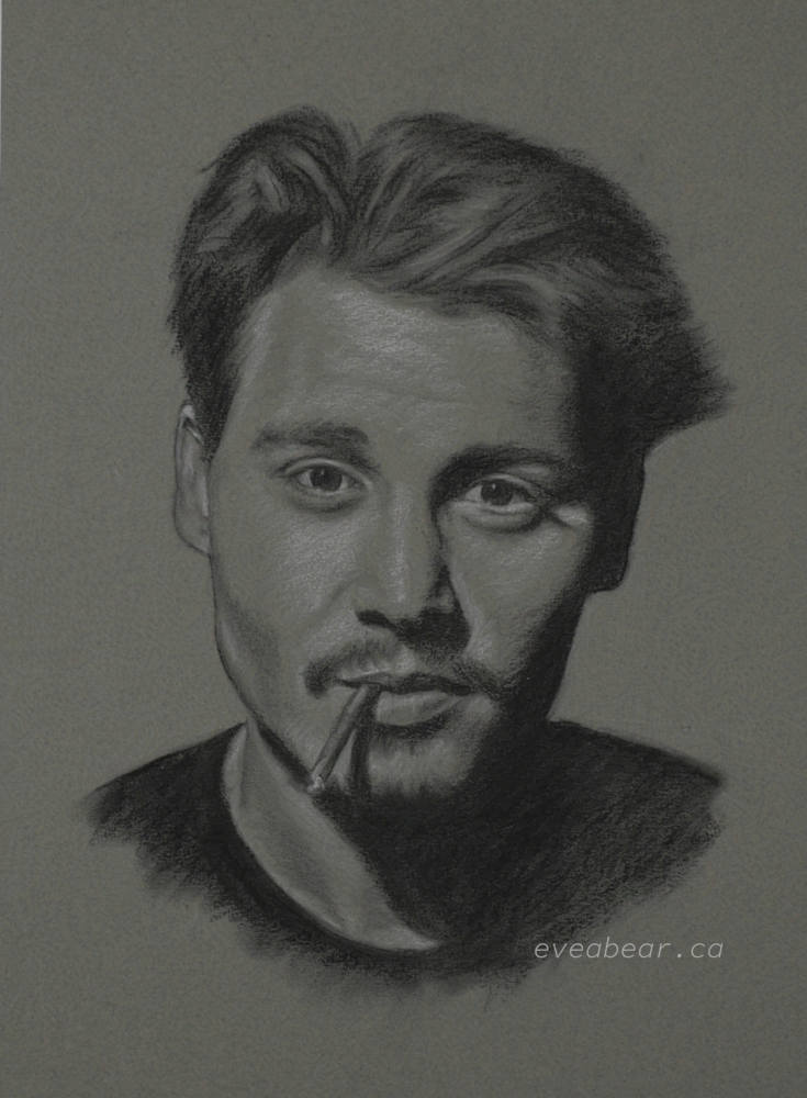 Johnny Depp, pastel exercise, from a photograph by Patrick Swirc