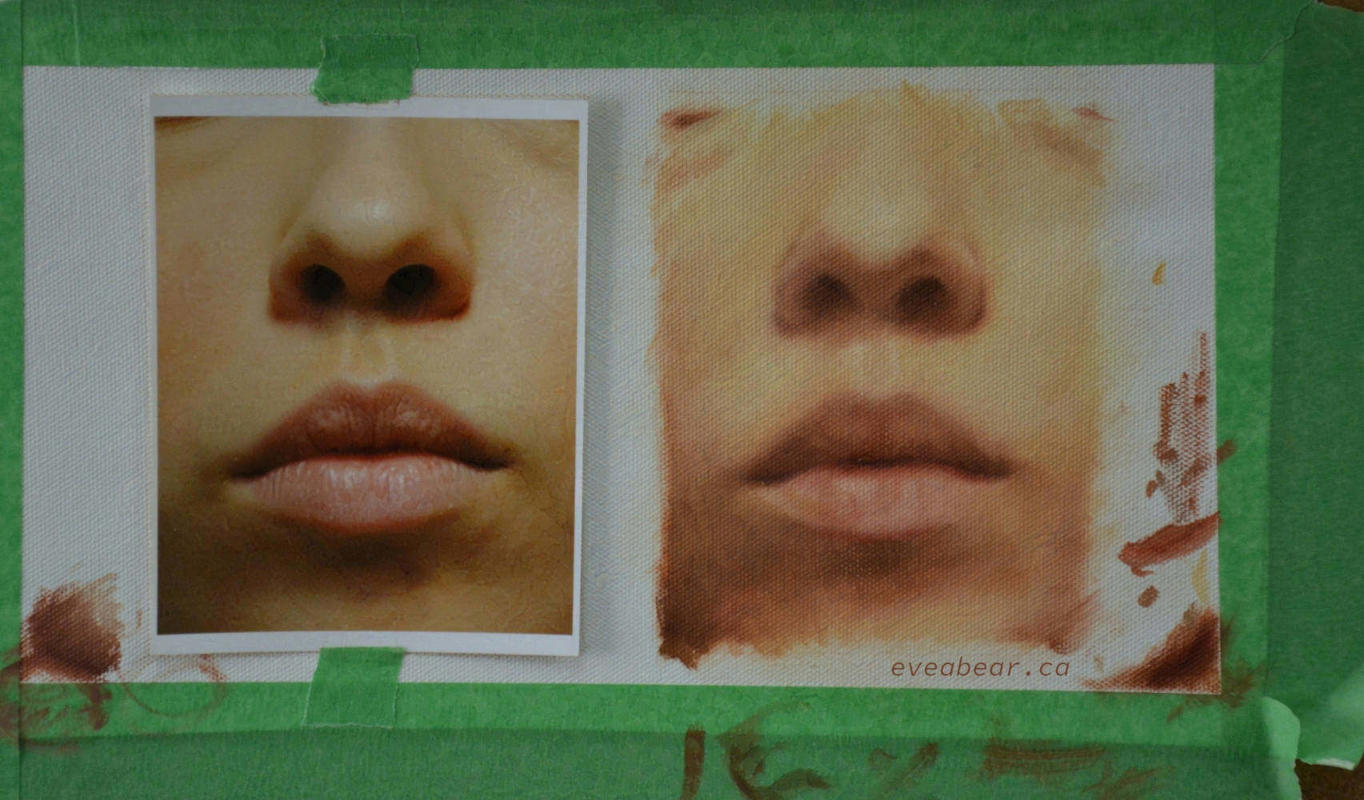 Mouth and Nose Study, Oil painting, from a photograph by Denis Jacques