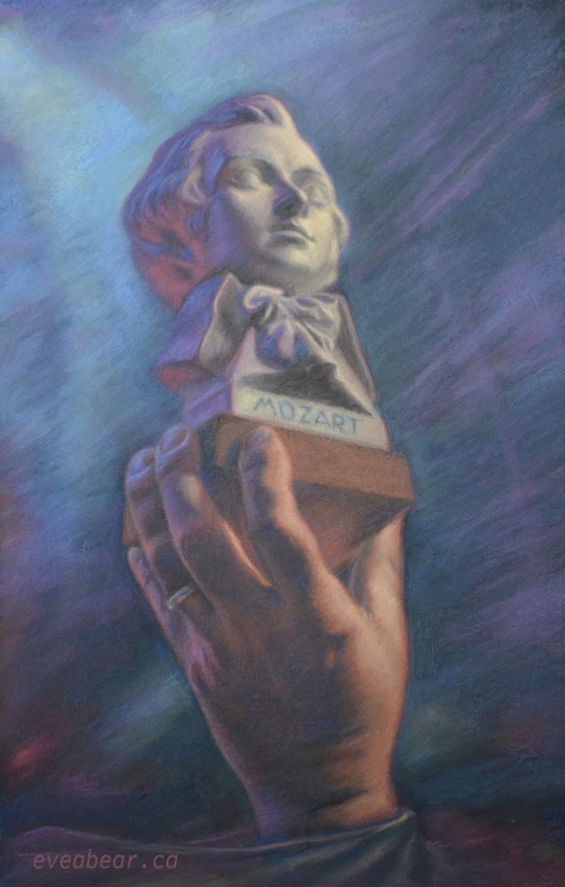 Vive Mozart, pastel, Work in progress