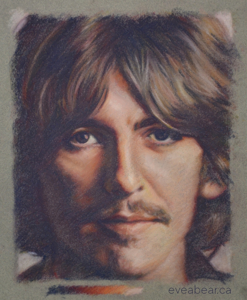 George Harrison, pastel exercise, from a photograph by John Kelly