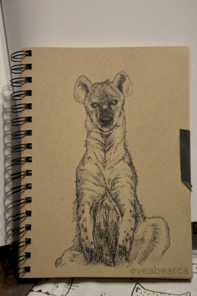 ink drawing of a hyena from a book